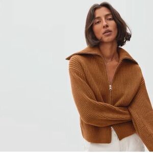 Everlane organic cotton cable knitted crop cardigan size L